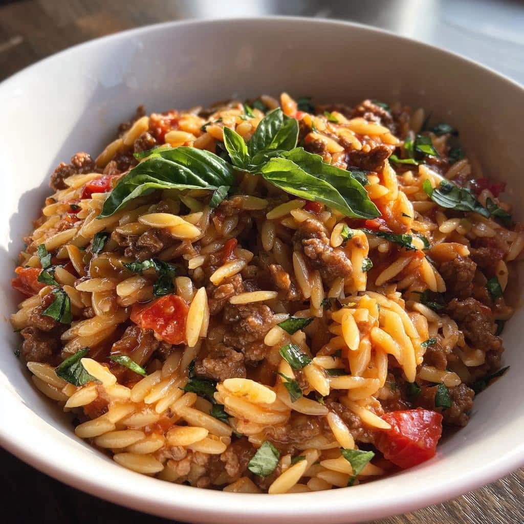 delicious ground beef orzo