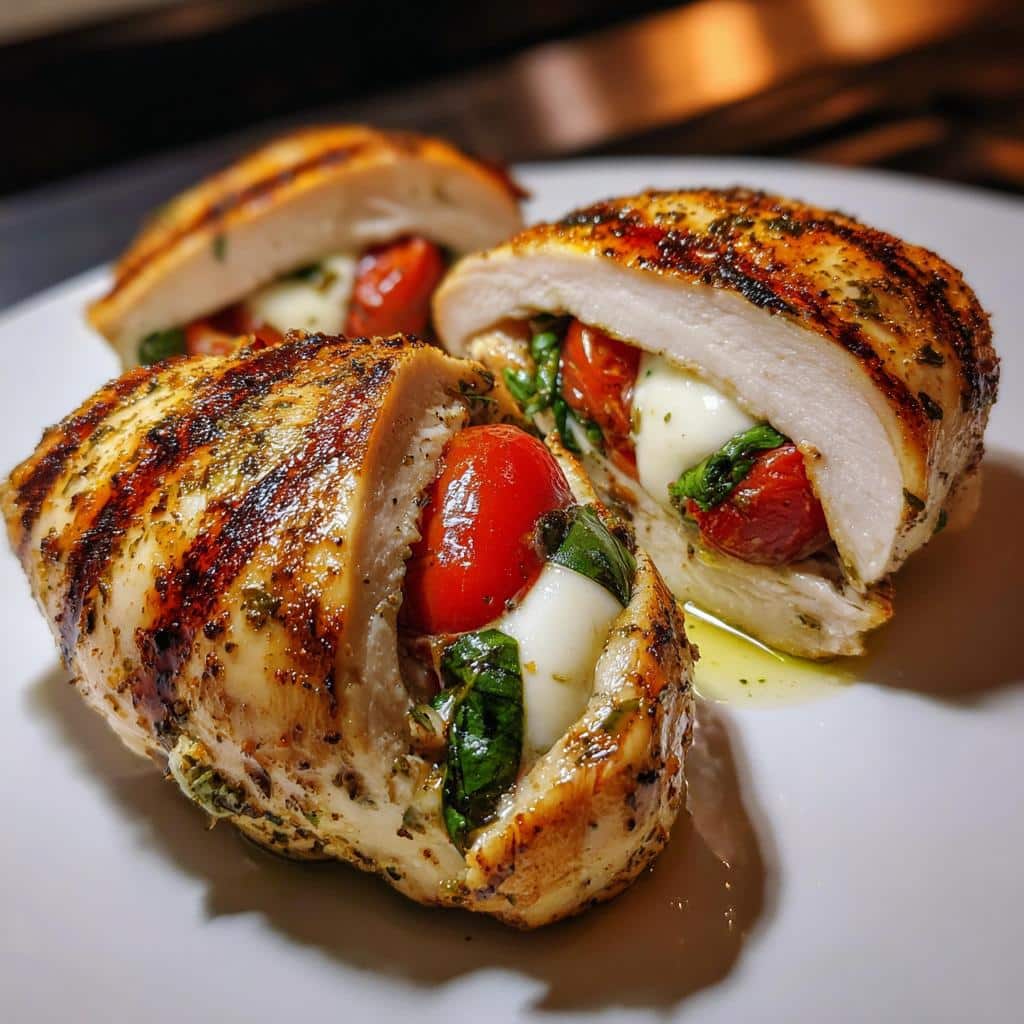 grilled caprese stuffed chicken - detail 1
