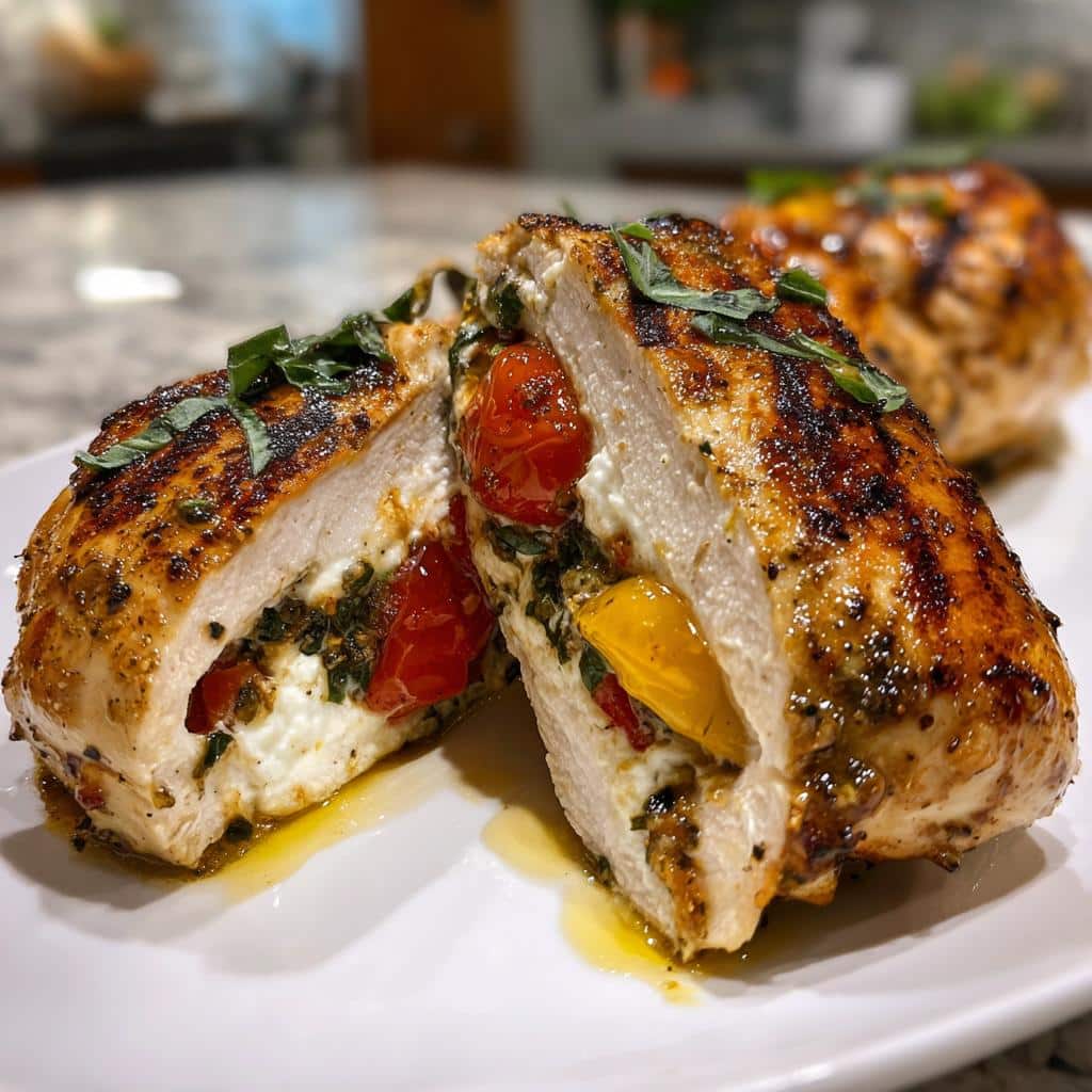 grilled caprese stuffed chicken