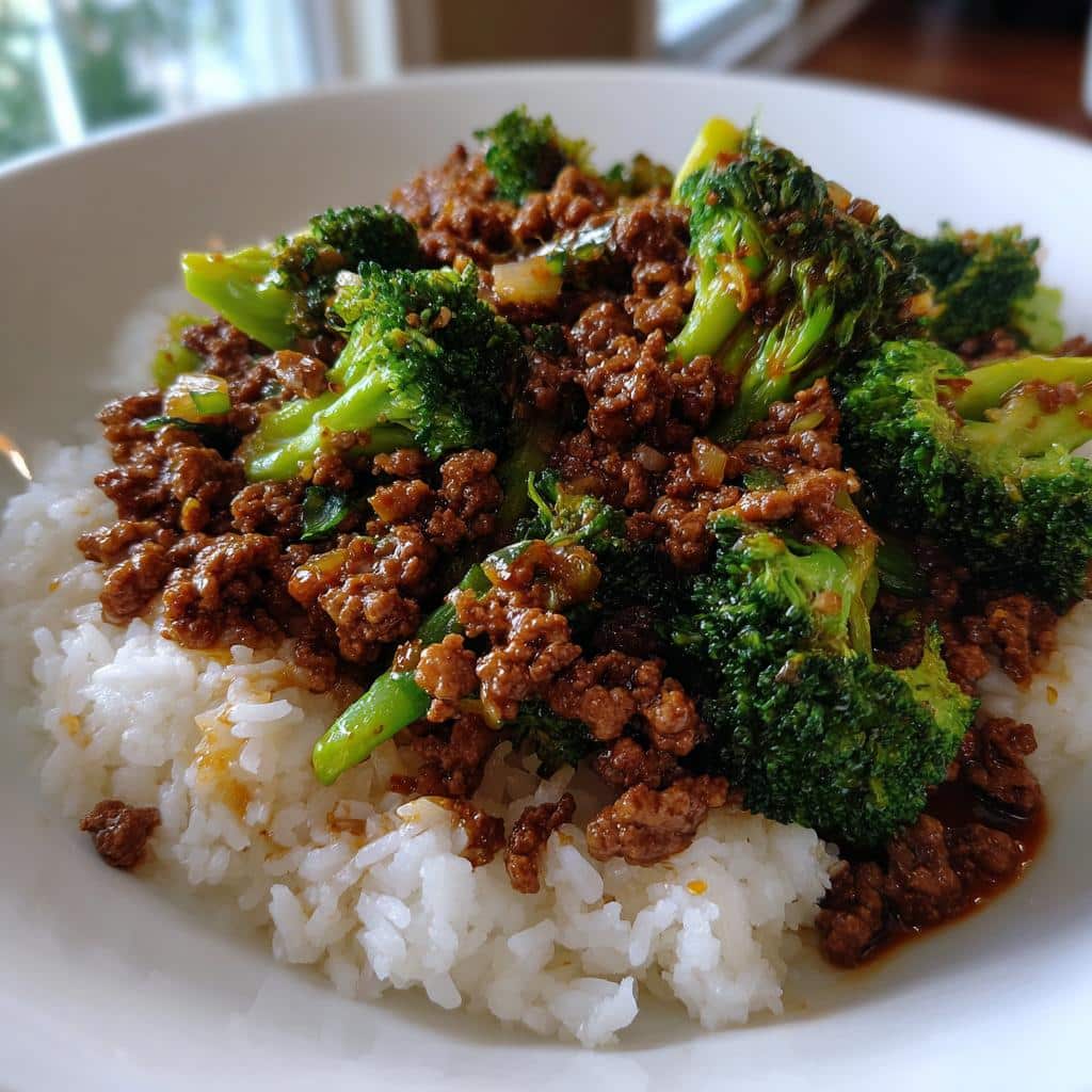 ground beef and broccoli - detail 1