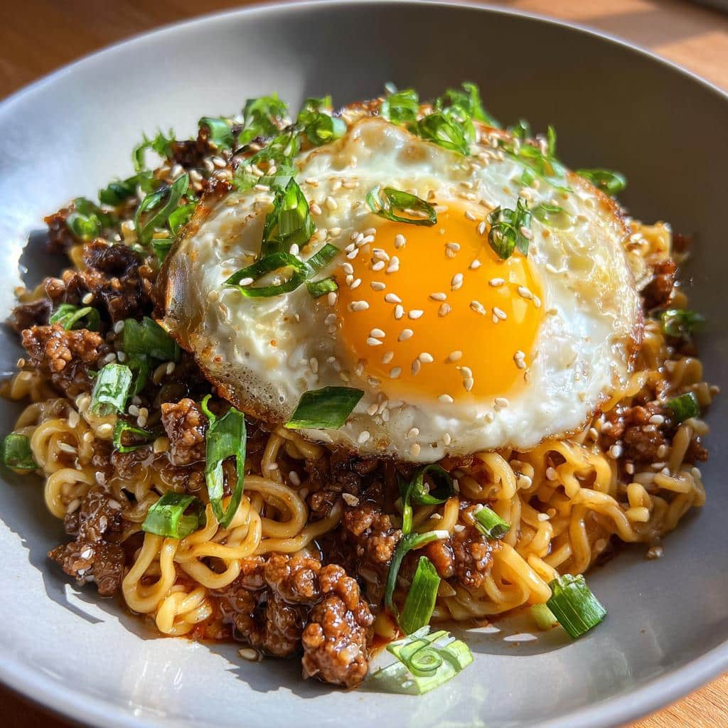 korean style ground beef ramen - detail 1