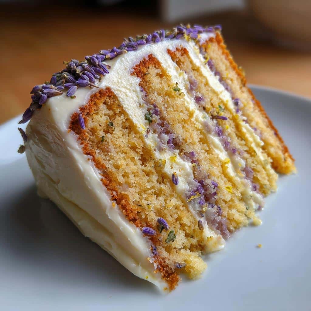 lavender lemon cream cake with white chocolate frosting - detail 1