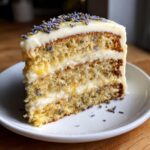 lavender lemon cream cake with white chocolate frosting