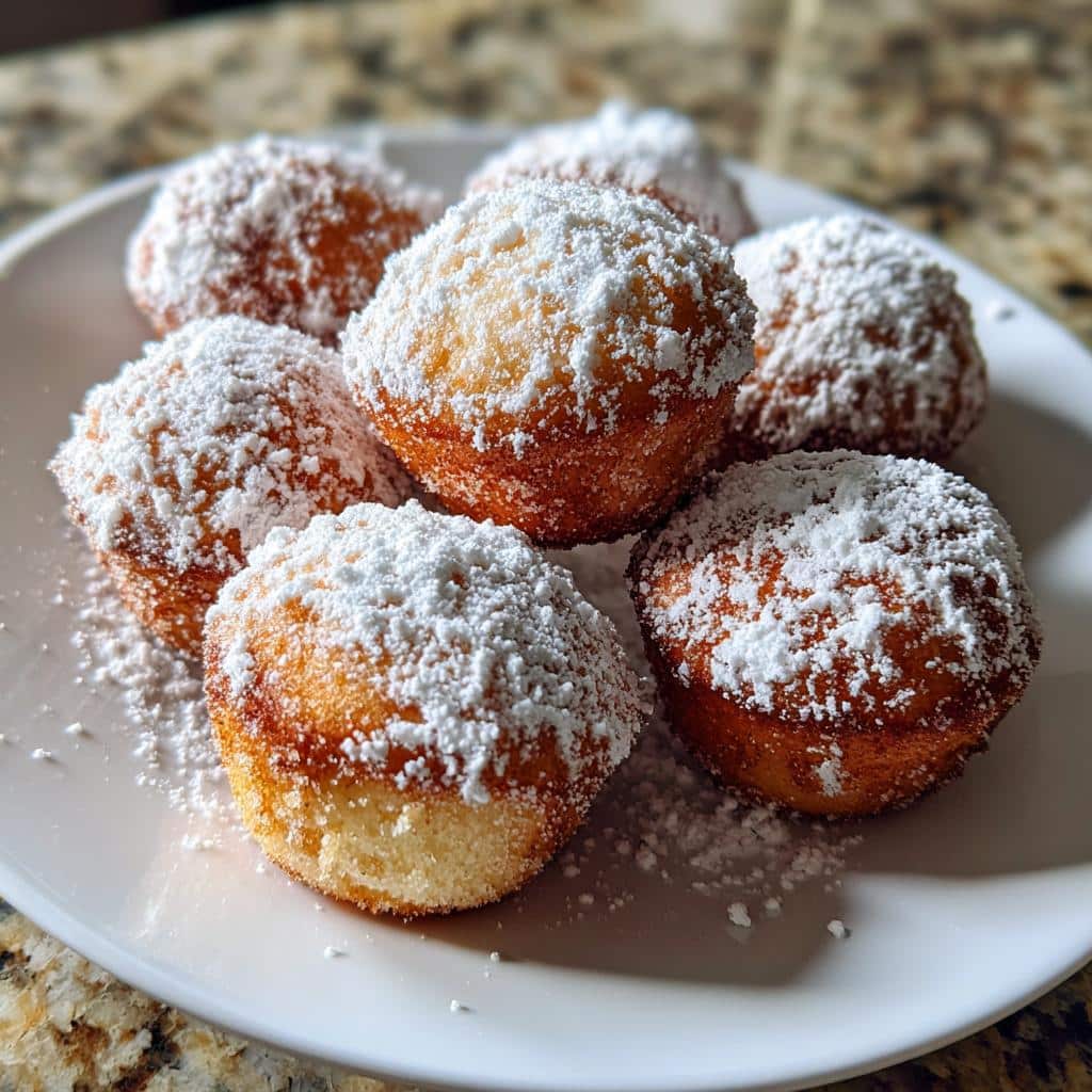 mini powdered sugar donut muffins