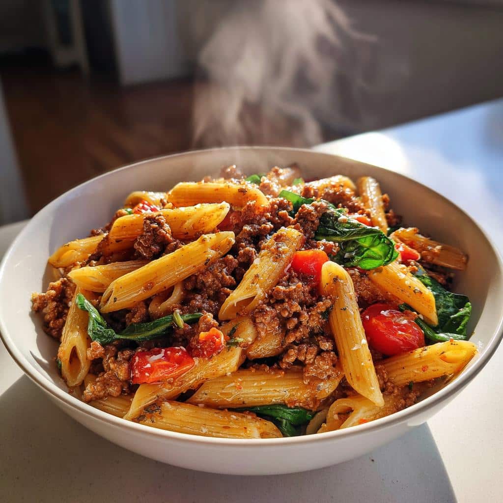 one pan healthy ground beef pasta