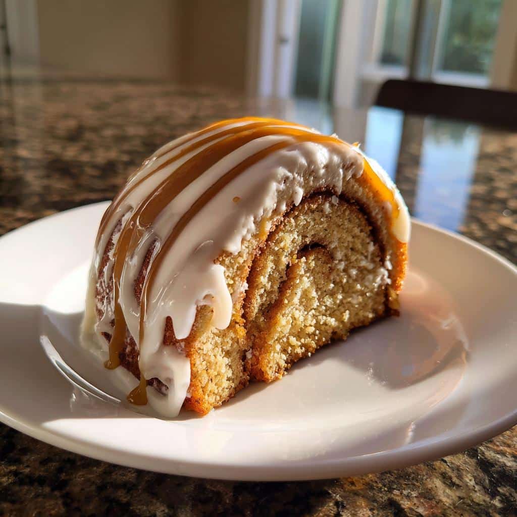 pumpkin caramel spice cake roll with cinnamon glaze - detail 1