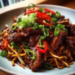 sticky beef noodles