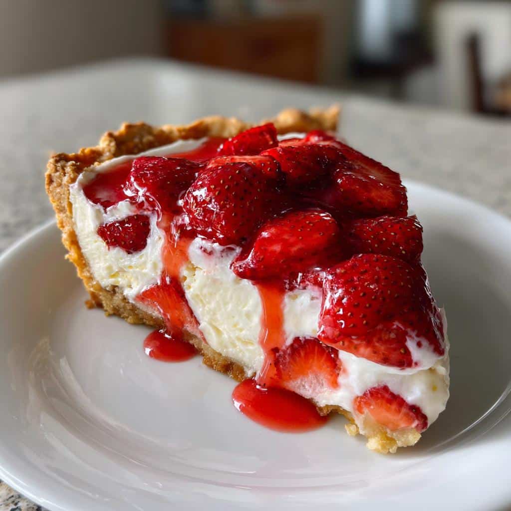 strawberry pie with cream cheese a deliciously fresh dessert - detail 1