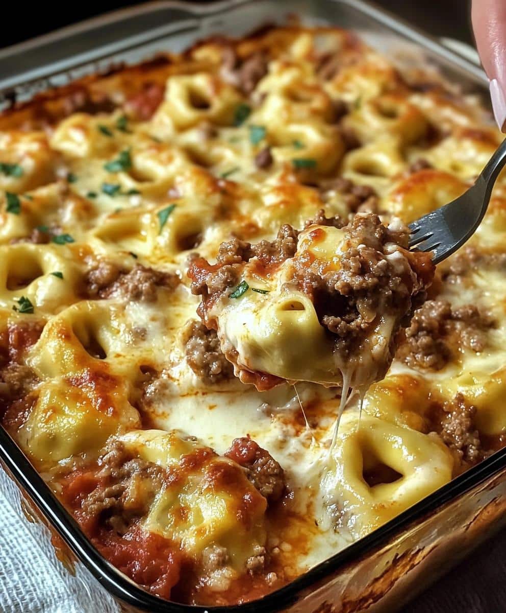 Beef & Cheese Tortellini Bake
