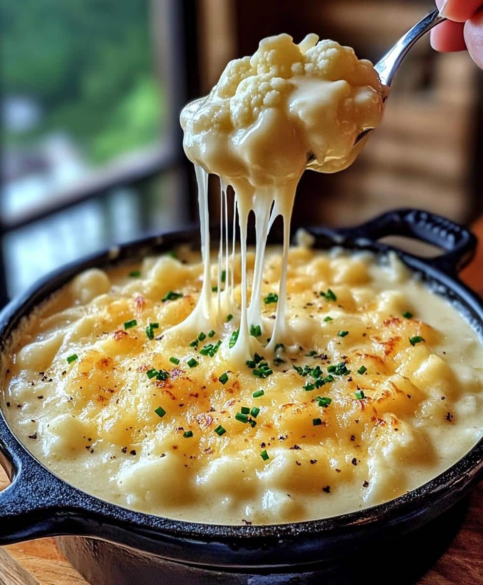 Cheddar Cauliflower and Roasted Garlic Soup - detail 1