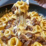 Cheesesteak Tortellini in Rich Provolone Sauce