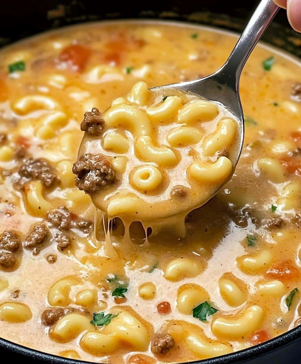One-Pot Macaroni Cheeseburger Soup - detail 1