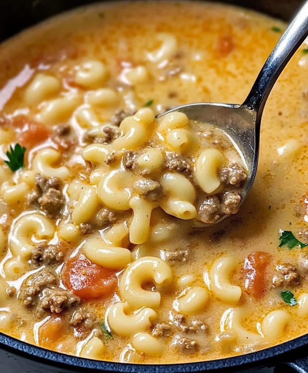 One-Pot Macaroni Cheeseburger Soup