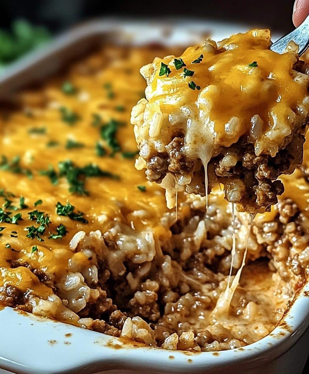 Cheesy Ground Beef and Rice Casserole - detail 1