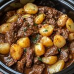 Crockpot Garlic Butter Beef Bites & Potatoes