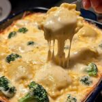 Broccoli Cheddar Ravioli Bake